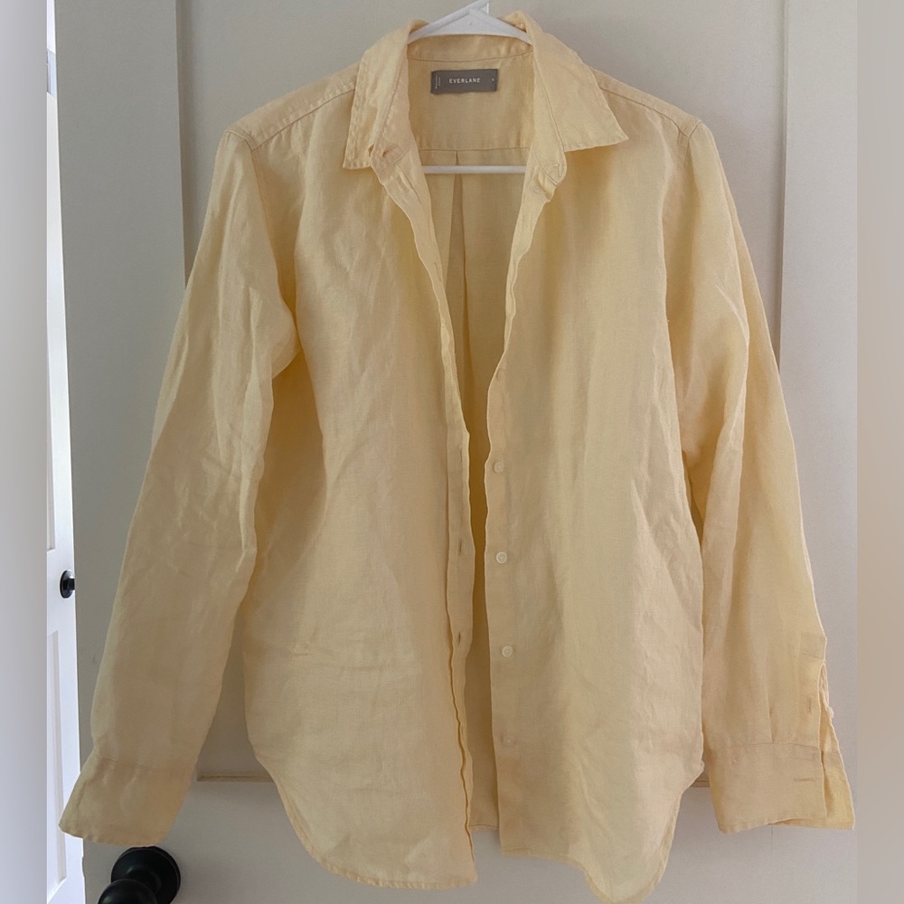 Everlane Linen Button Up Pale Yellow